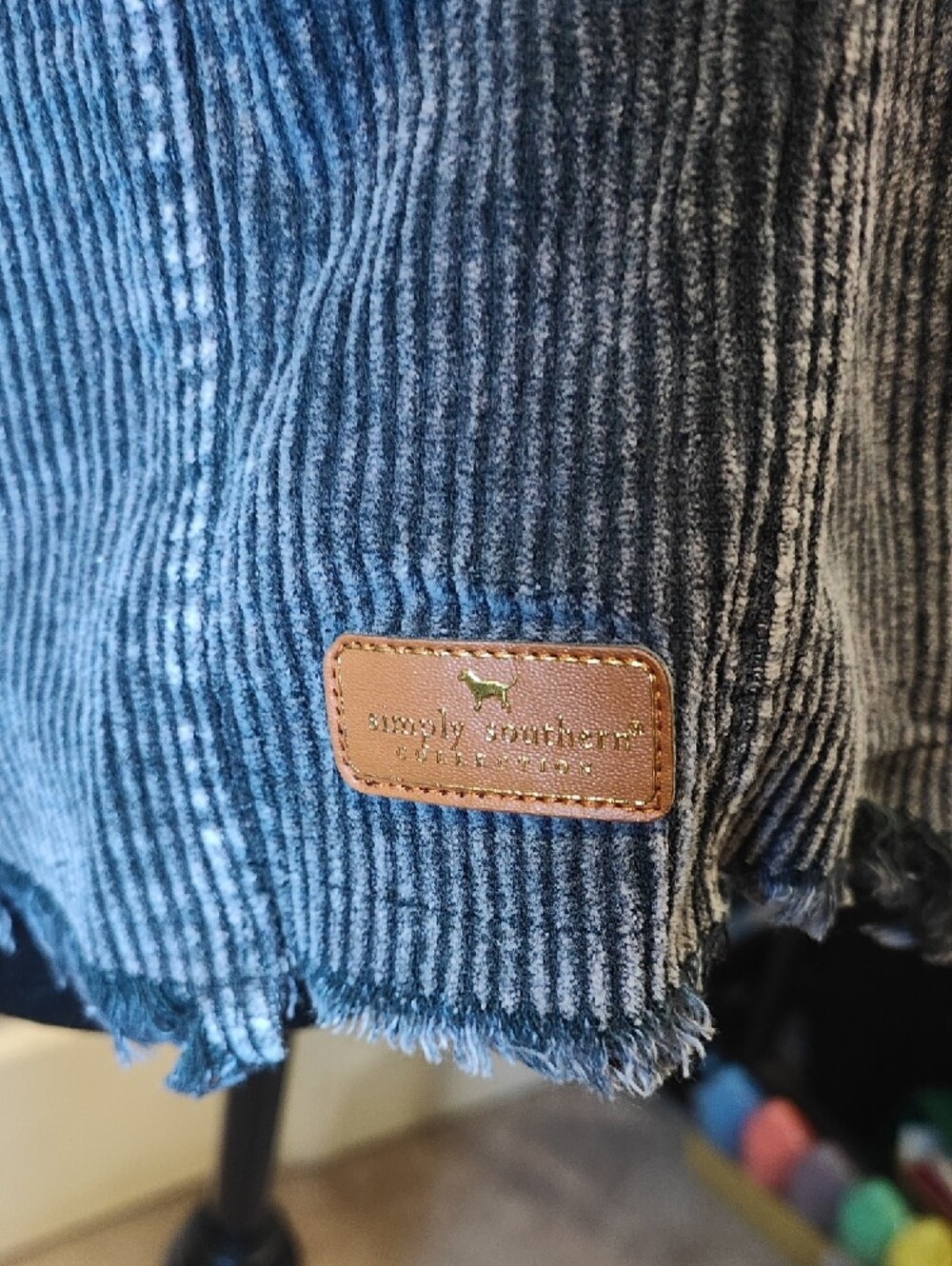 Simply Southern Washed Blue Corduroy Sherpa Jacket - Picture 3 of 6